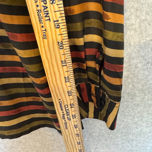Vintage Stunt 100% Silk Blouse Women’s Large Striped 70s 80s Retro Flowy Hippie - Picture 6 of 12